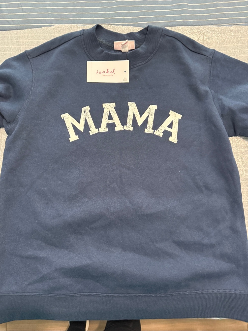 Ingrid & Isabel Navy Crewneck Sweatshirt with White "MAMA" Graphic